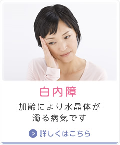 白内障　加齢により水晶体が濁る病気です　詳しくはこちら